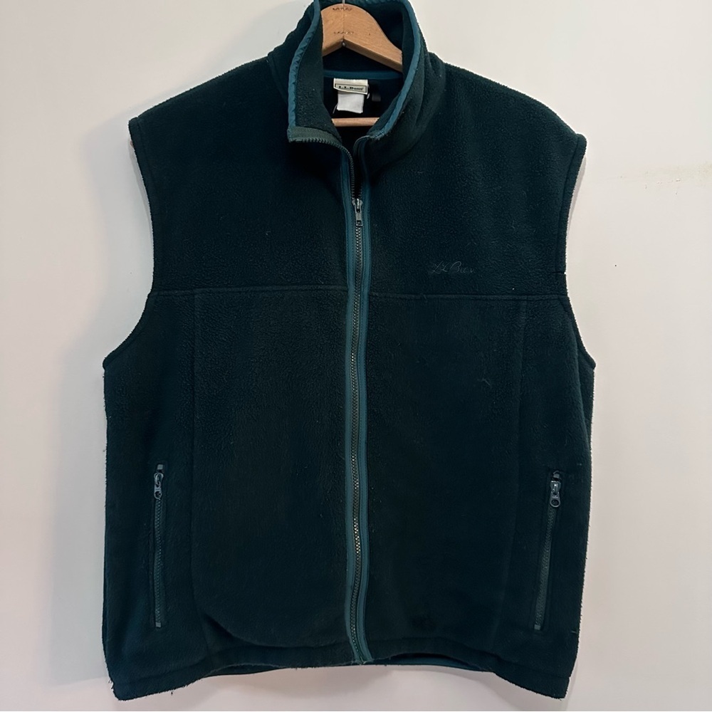 Vintage L.L.Bean Men’s Hunter Green Fleece Zipper Vest Size XL